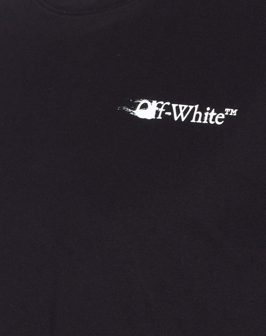 Off-White Plain Black T-Shirt With Standard Crew Neckline