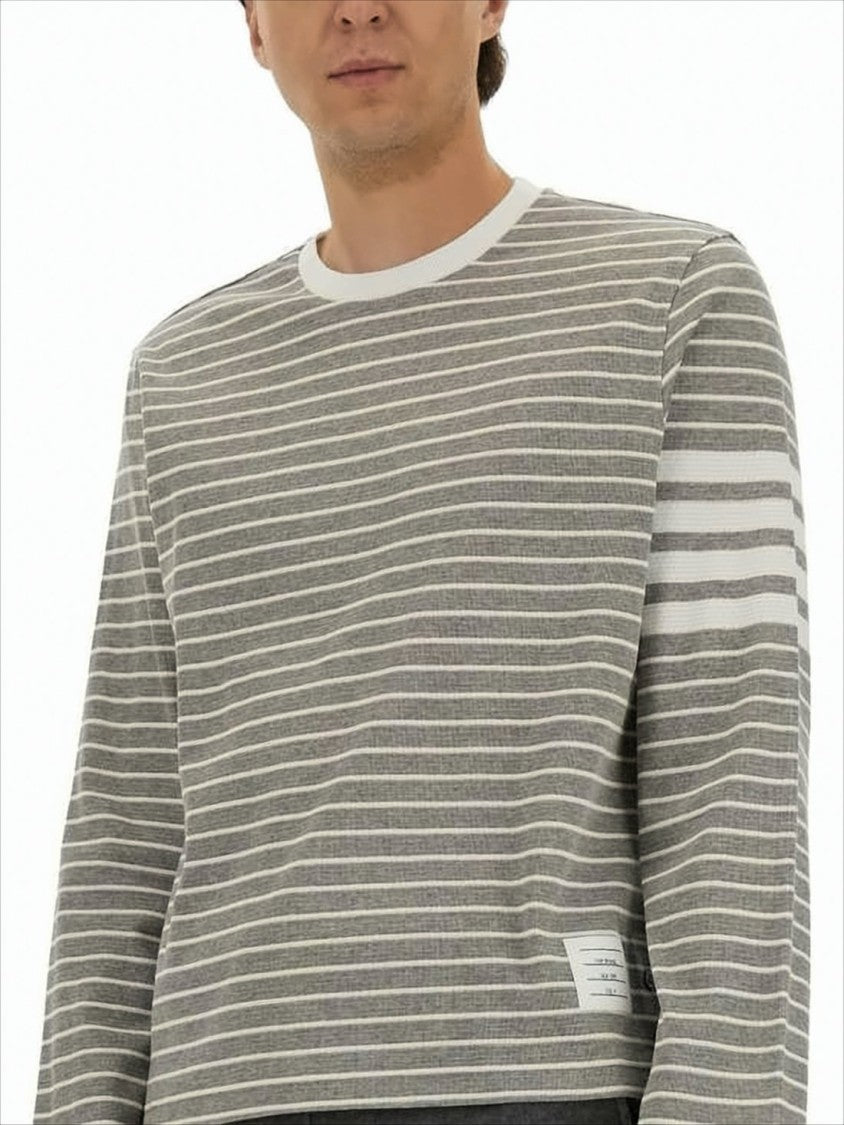 Thom Browne Horizontal Striped Long-Sleeve Shirt With Distinctive Sleeve Detail