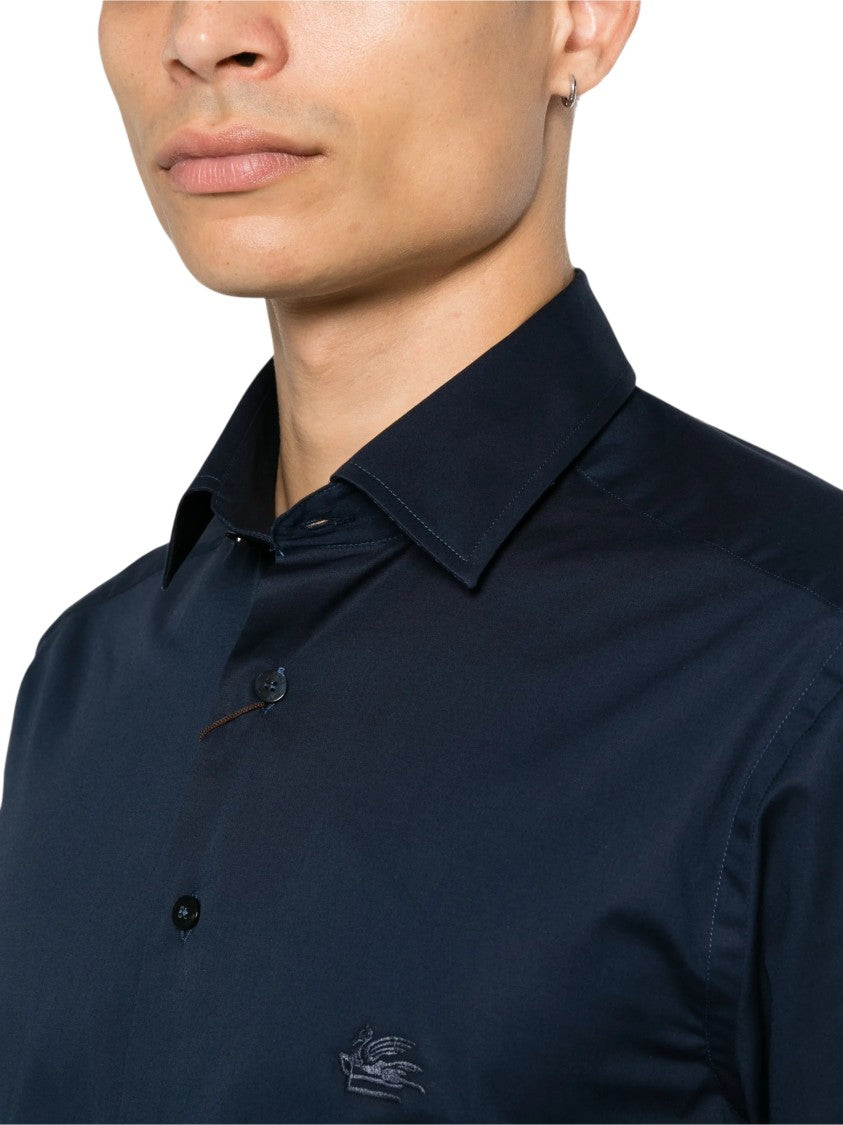 Etro Long-Sleeve Button-Up Shirt With Subtle Embroidered Logo