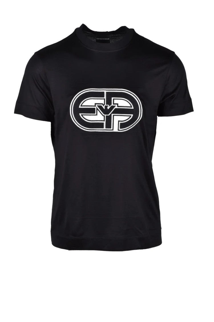 Emporio Armani Black Fitted Cotton-Blend T-Shirt