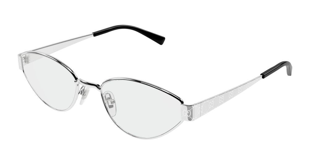 Gucci Silver Metal Frame Large Cat-Eye Eyeglasses