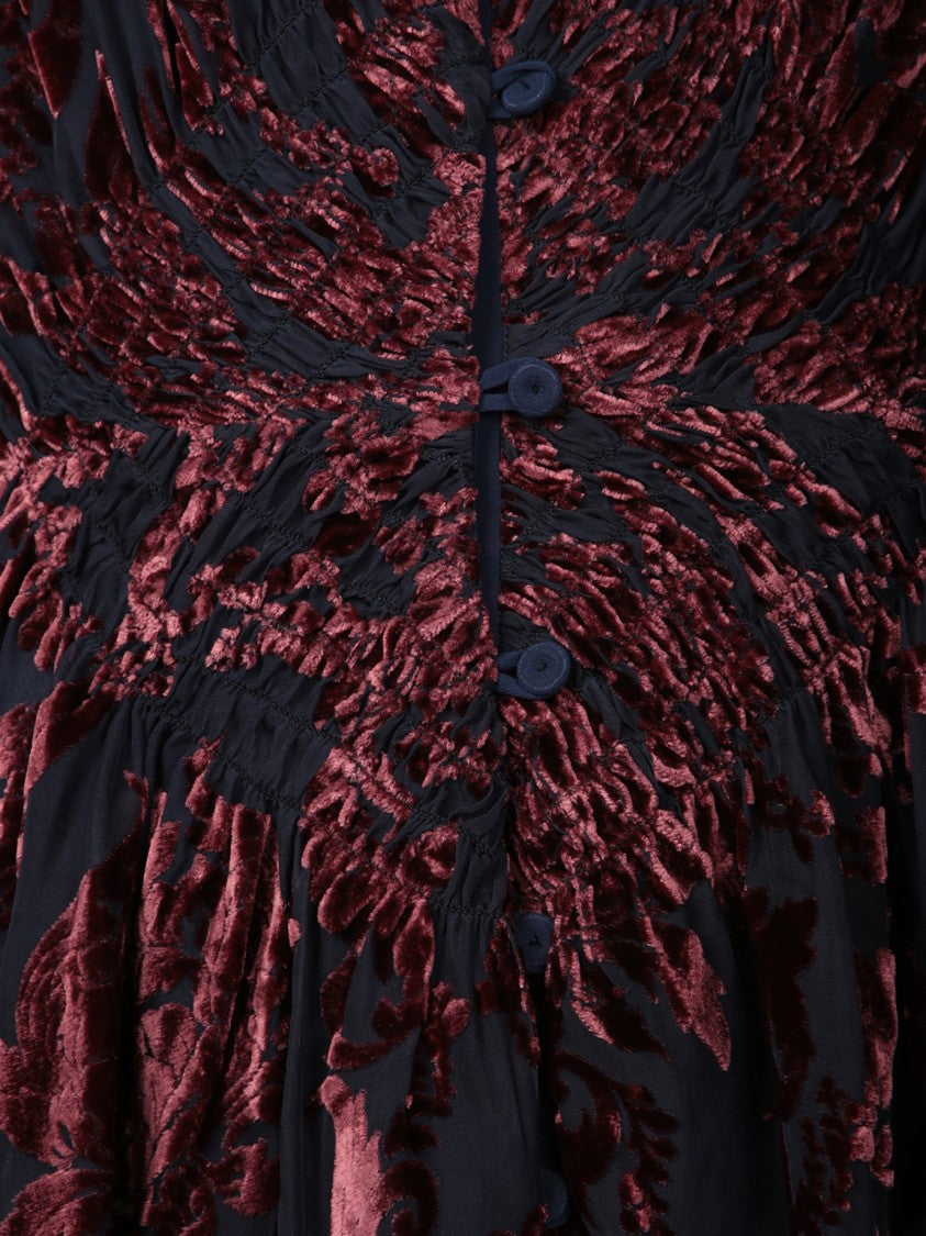 La Double J Burgundy Evening Dress With Deep V-Neckline