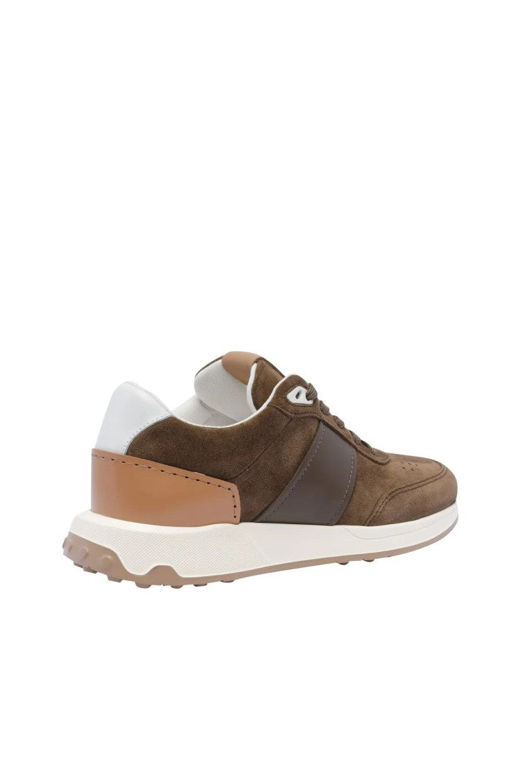 Tod's Brown Colorblock Lug Sole Leather Running Sneakers