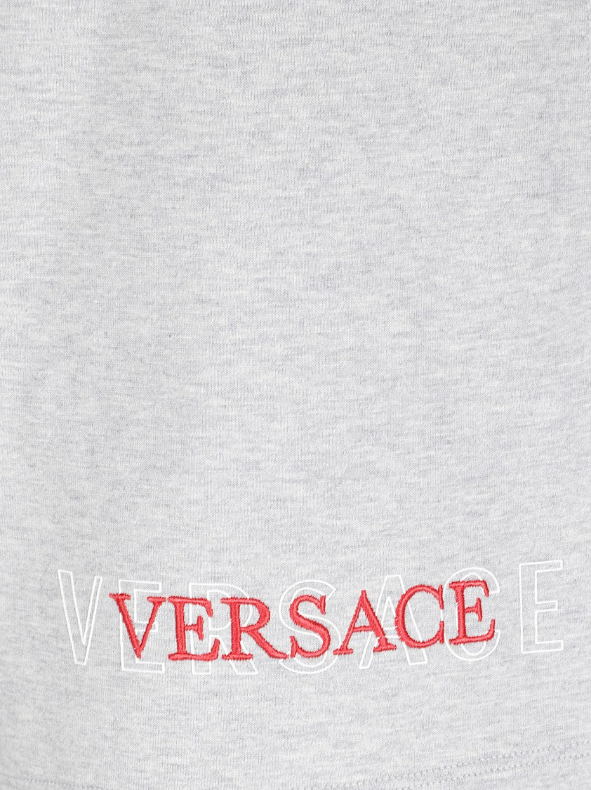 Versace Jersey Cotton Shorts With Drawstring Waist And Embroidered Logo