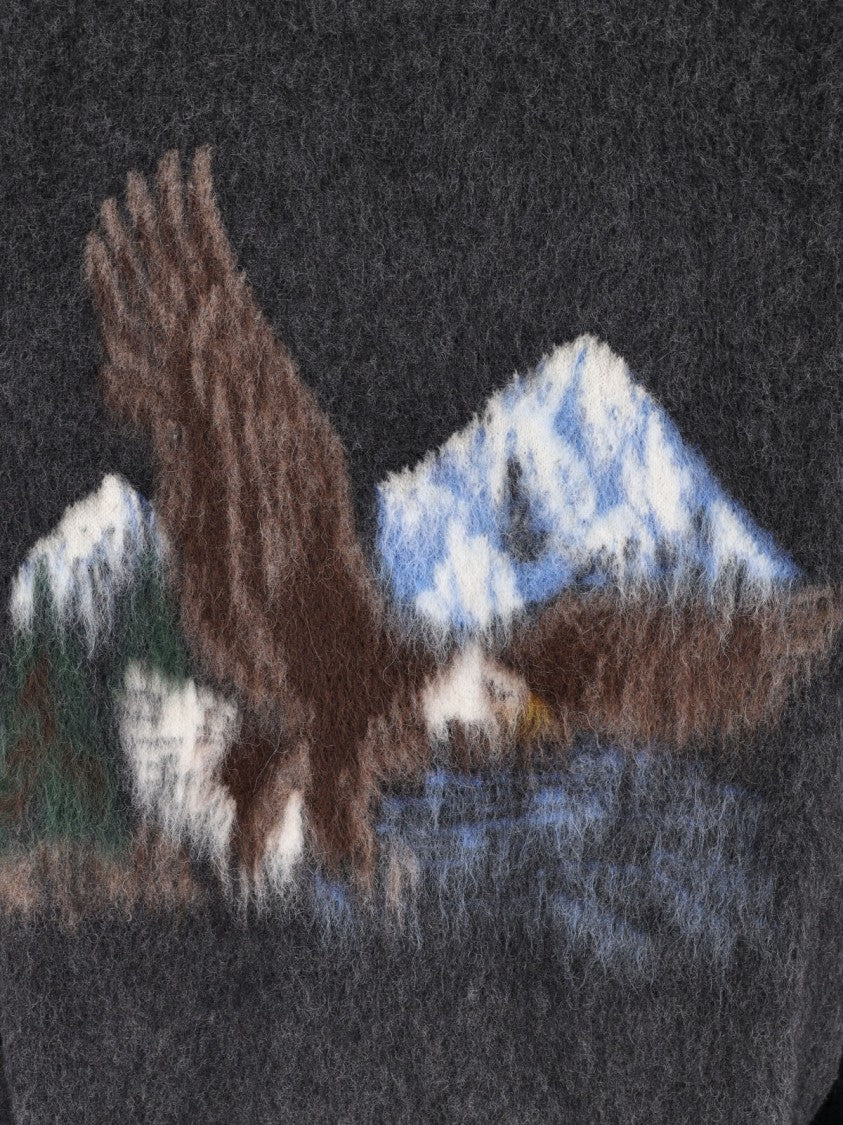 Maison Margiela Intarsia Knit Sweater With Eagle Design And Four Stitches