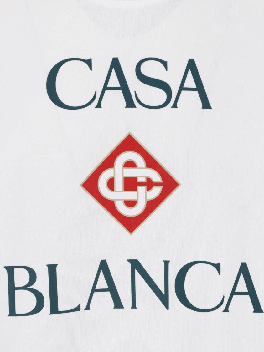 Casablanca Short-Sleeve T-Shirt With Bold Front Print And Classic Neckline