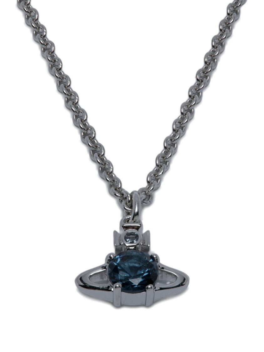 Vivienne Westwood Silver-Tone Blue Gemstone Orb Pendant Necklace