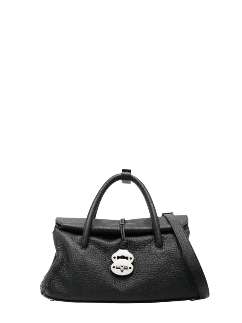 Zanellato Textured Leather Handbag With Turn-Lock Clasp And Detachable Strap