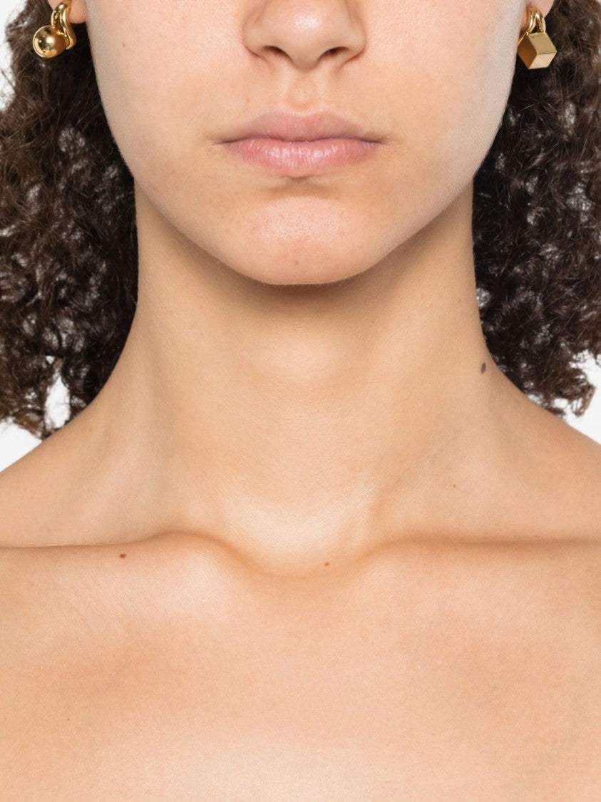 Jacquemus Sculptural Brass Earrings With Geometric Design