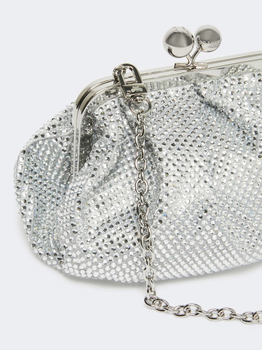 Max Mara Sculpted Clutch With Shimmering Silver Mesh