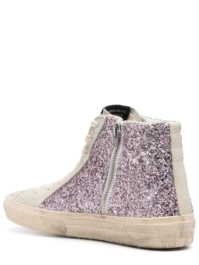 Golden Goose Off-White Glittery Side Panel Sneakers