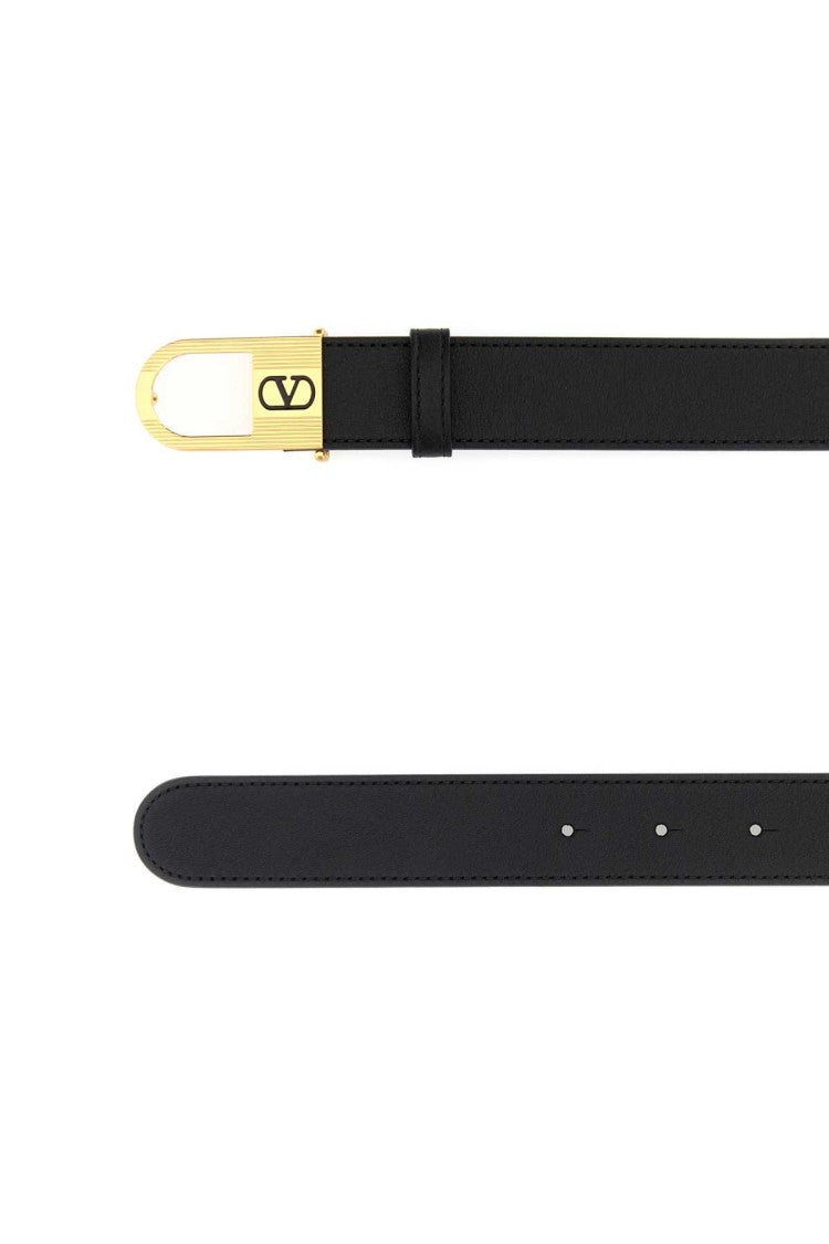 Valentino Garavani Black Leather Vlogo Signature Belt