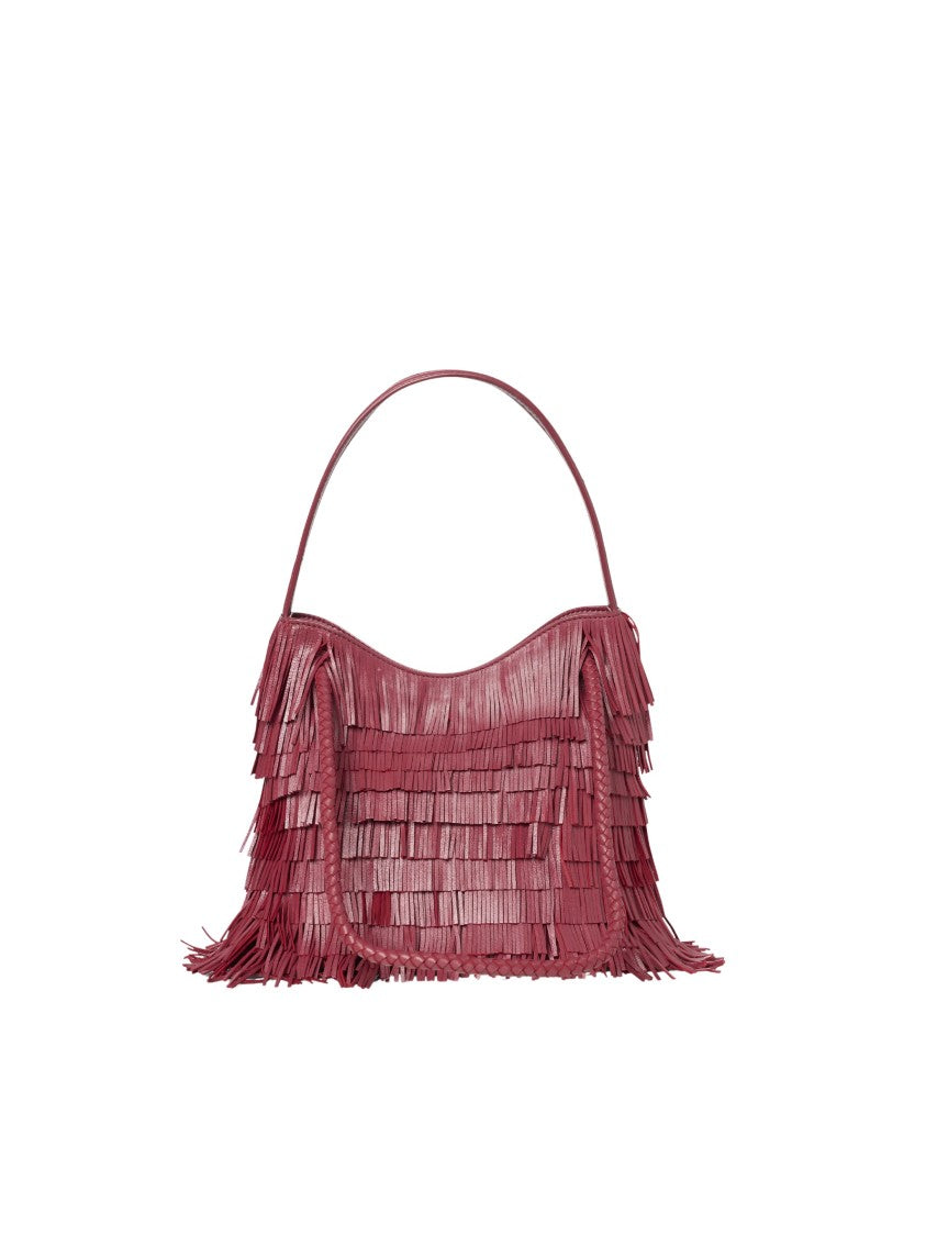 Visona` Nappa Fringed Burgundy Handbag