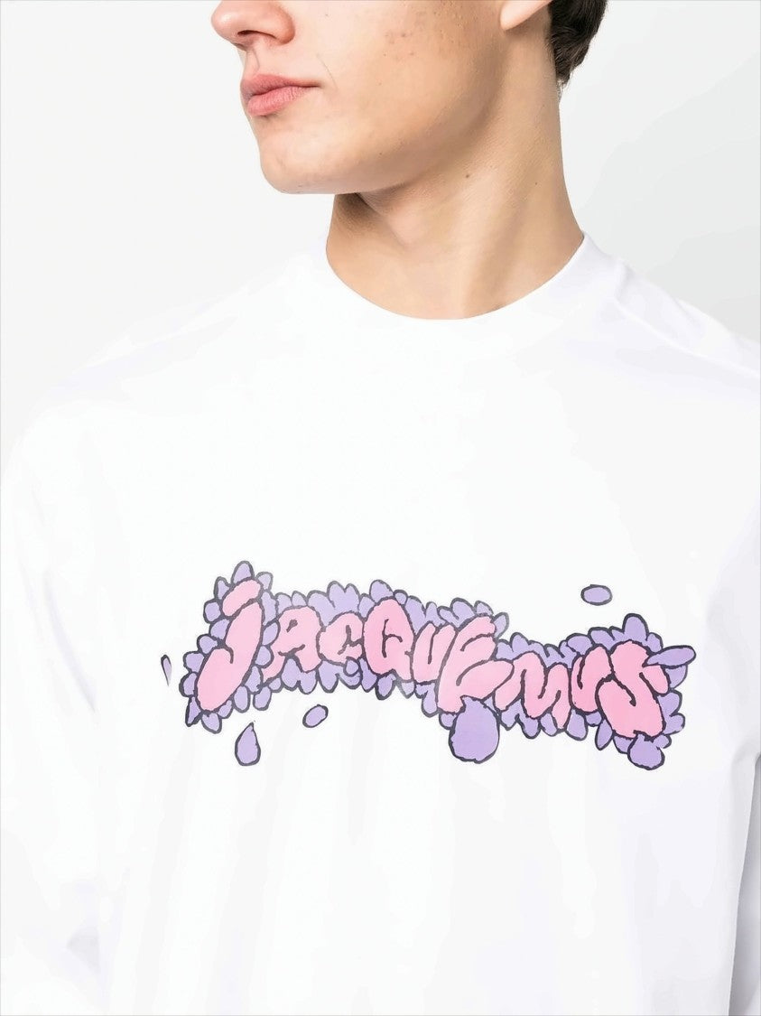 Jacquemus Long-Sleeve Cotton Tee With Graphic Daisy Print