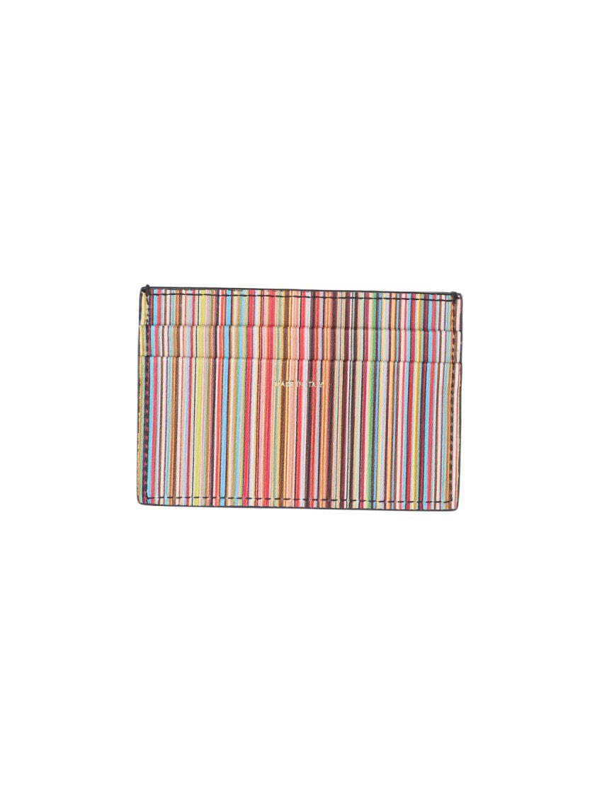 Paul Smith Black Signature Stripe Calf Leather Cardholder