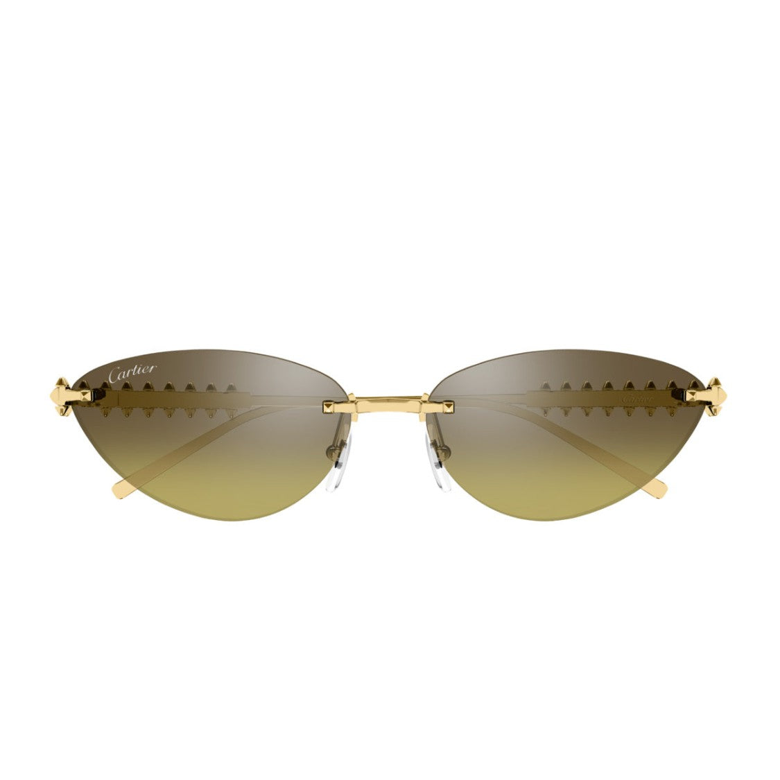 Cartier Gold Brown Cat-Eye Sunglasses With Geometric Detailing