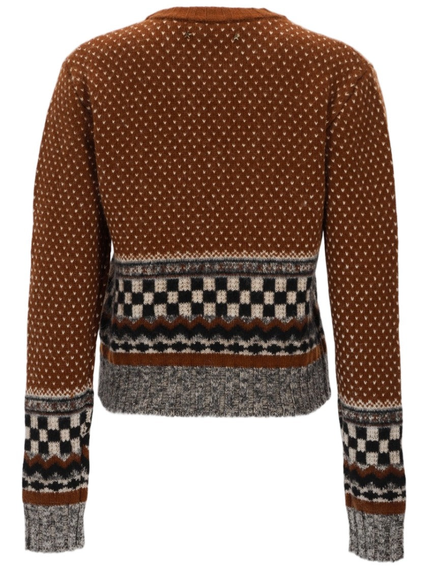 Golden Goose Knitted Sweater With Distinctive Patterns And Ribbed Details