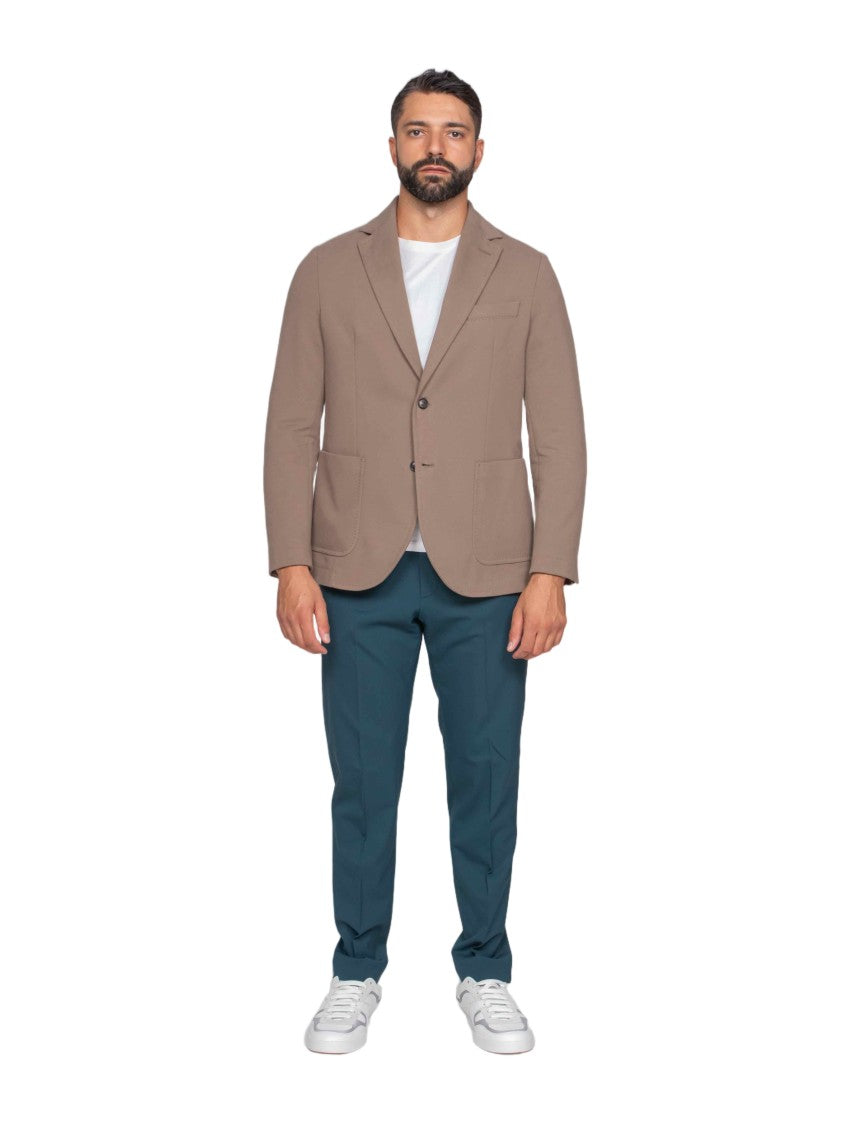 Circolo 1901 Structured Two-Button Brown Fleece Jacket With Notch Lapels