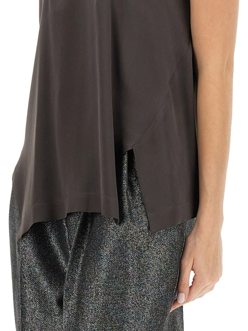 Alysi Deep V-Neck Silk Top