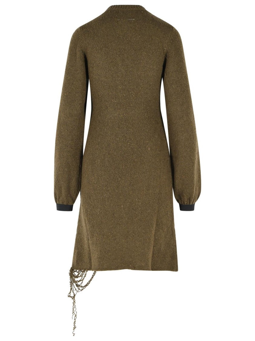 Mm6 By Maison Margiela Green Wool Blend Midi Dress