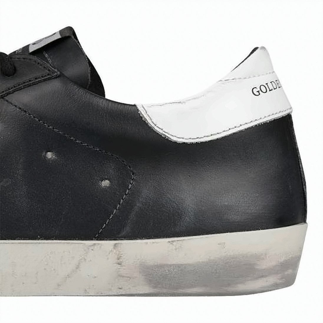 Golden Goose Distressed Black Leather Sneakers With Vintage Accents