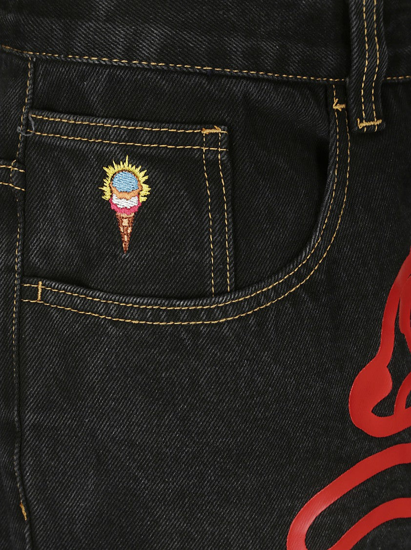 Icecream Black Jeans With Print