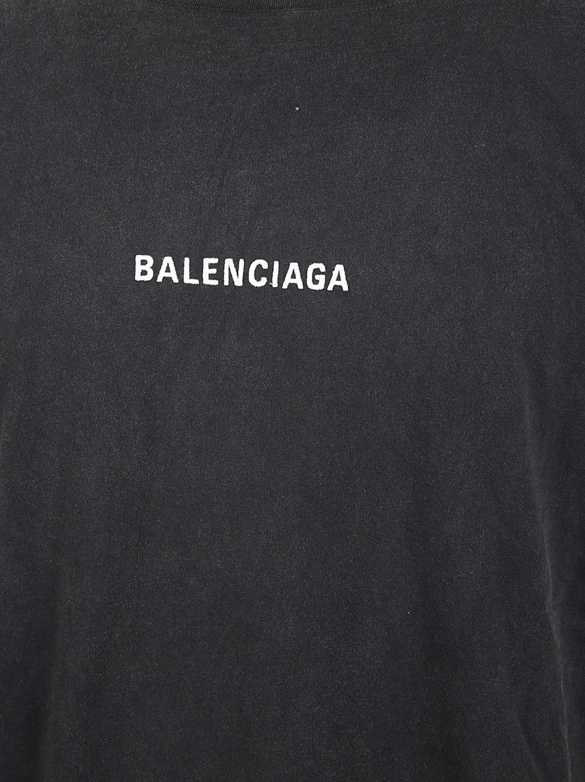 Balenciaga Layered Effect Black Jersey T-Shirt