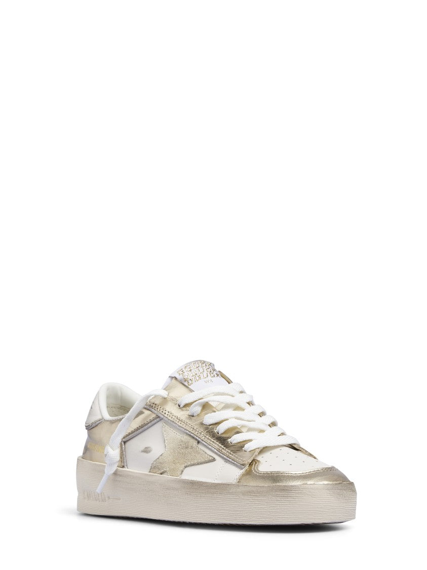Golden Goose Suede And Laminated Leather Sneakers With Glitter Accents