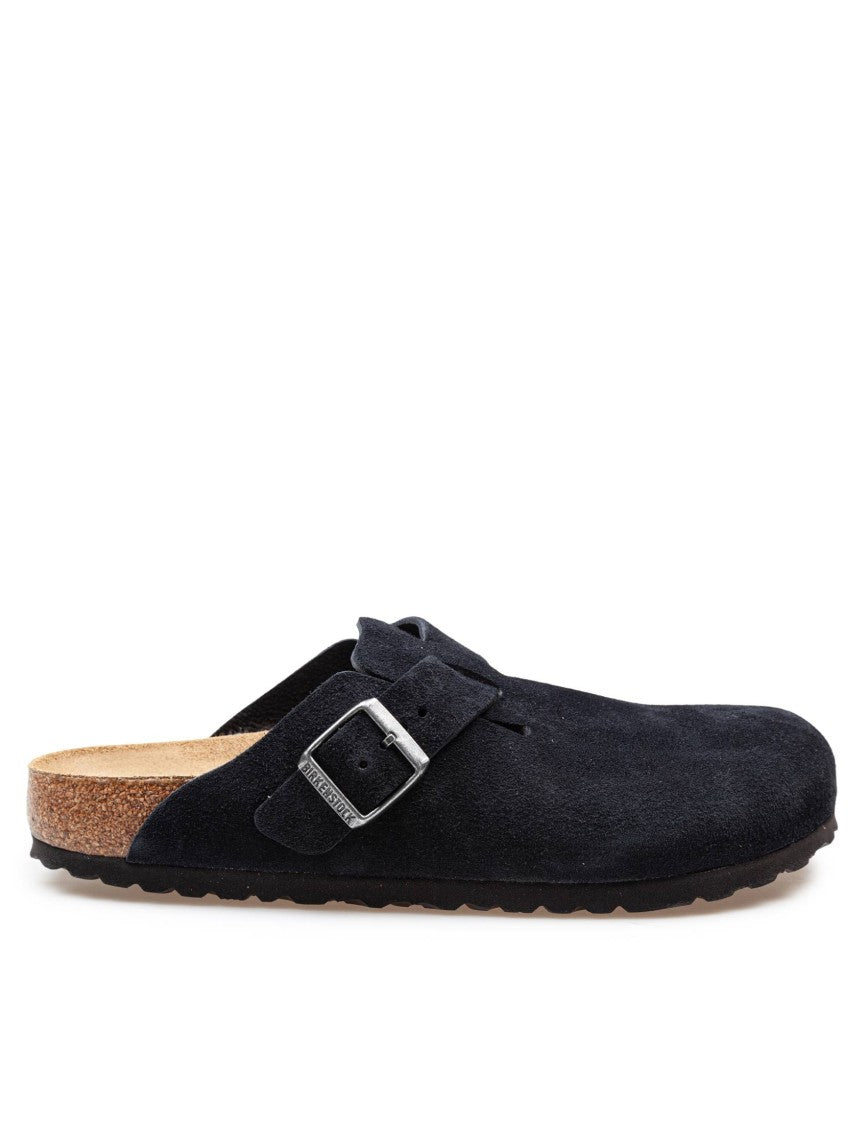 Birkenstock Boston Bf Suede Clogs In Black
