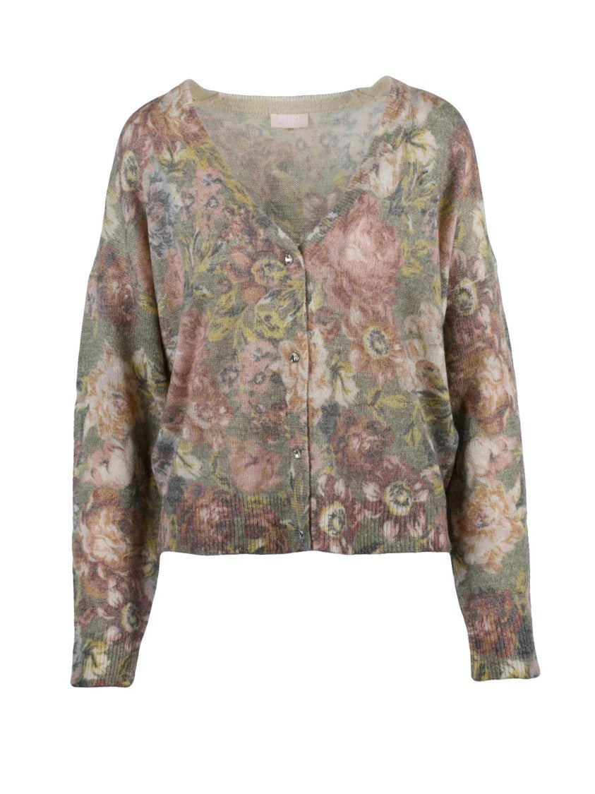 Liu Jo Multicolor Floral Pattern V-Neck Cardigan