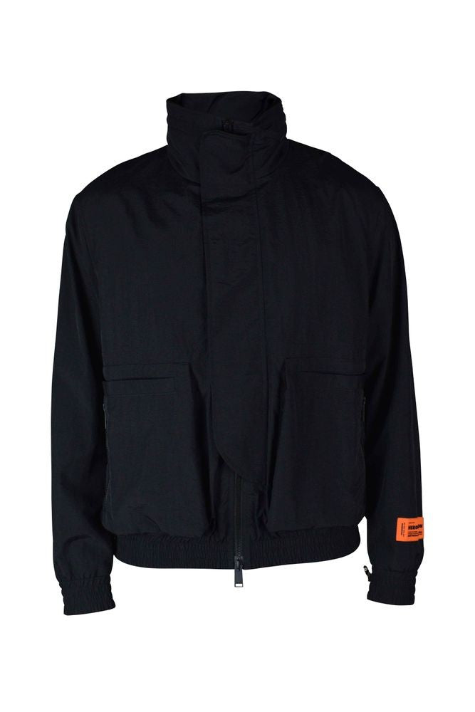 Heron Preston High-Collared Black Jacket With Integrated Hood