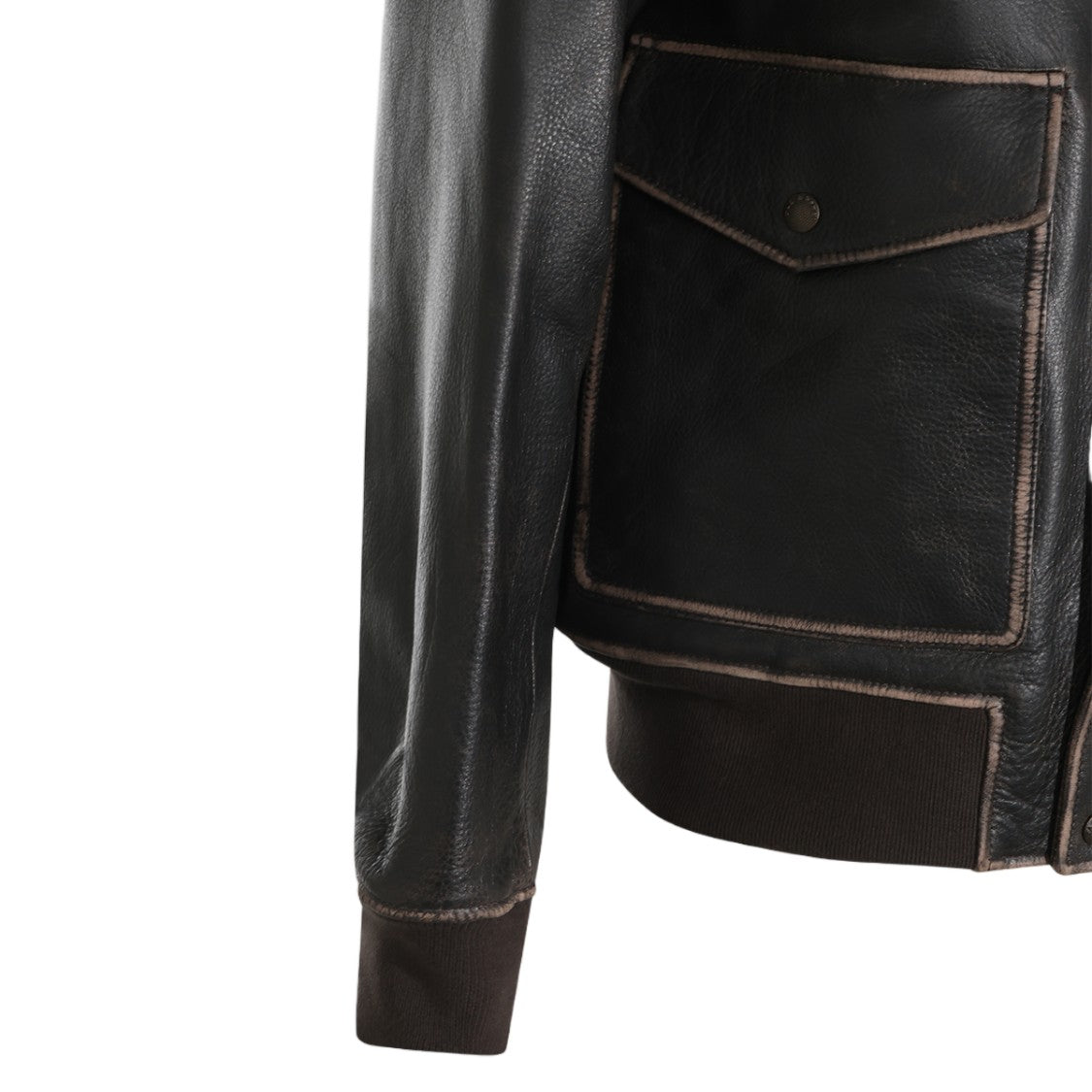 Rag & Bone Classic Bomber Jacket With Shearling Collar And Contrasting Stitching