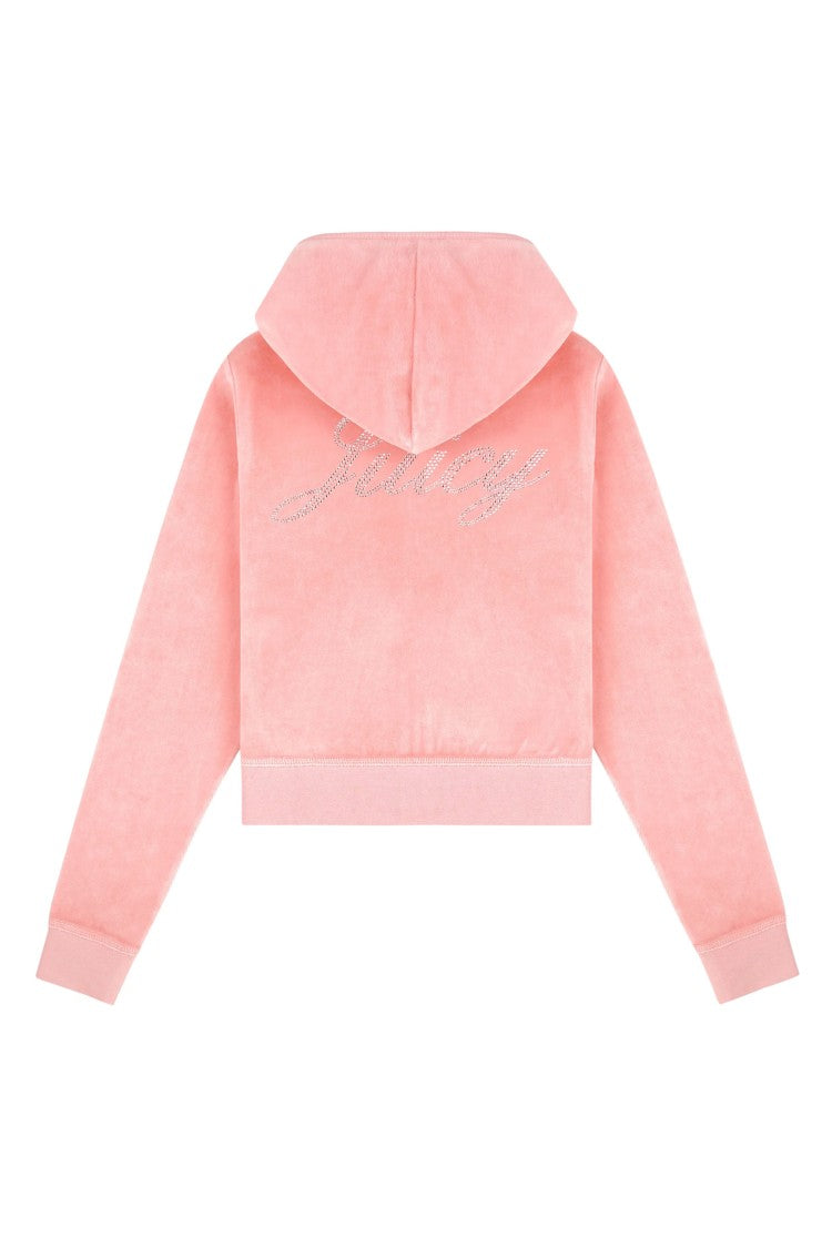 S&R X Juicy Couture Pink Juicy Script Velour Zip Hoodie