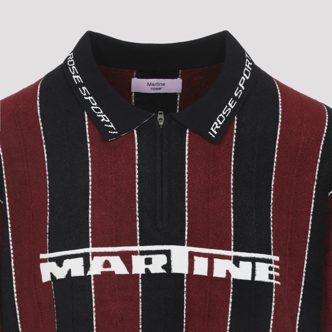 Martine Rose Long-Sleeve Striped Knit Top With Zip-Up Collar