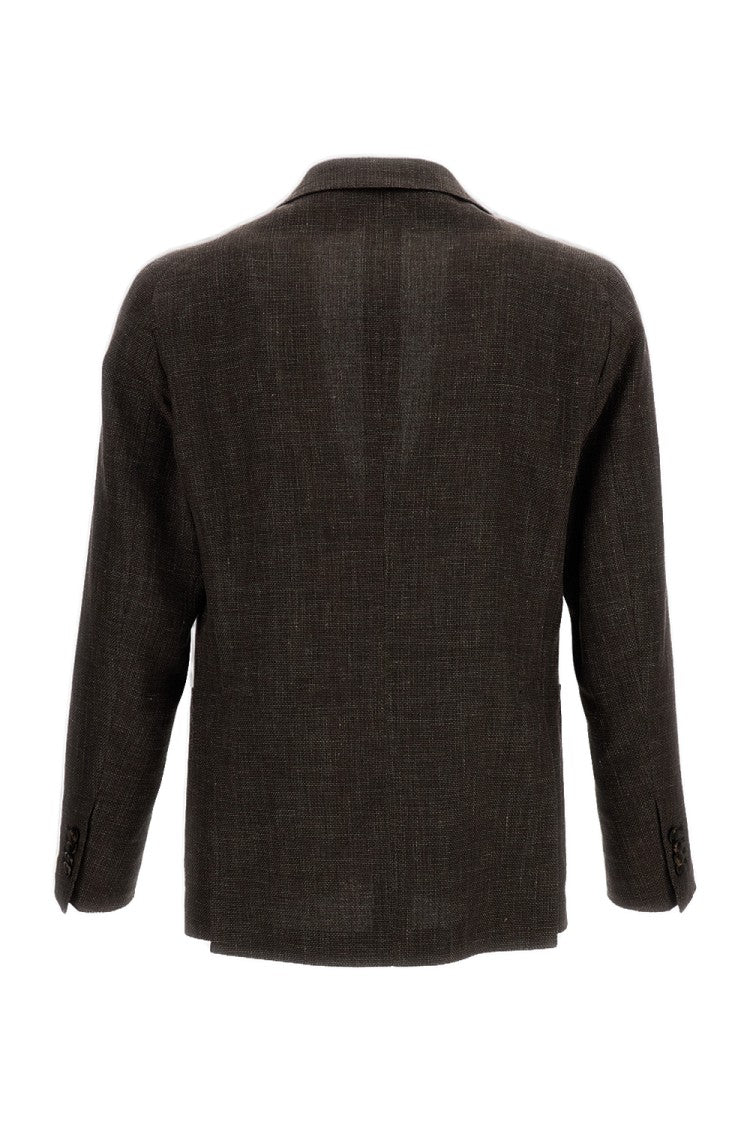 Tagliatore Brown Montecarlo Linen Blend Blazer