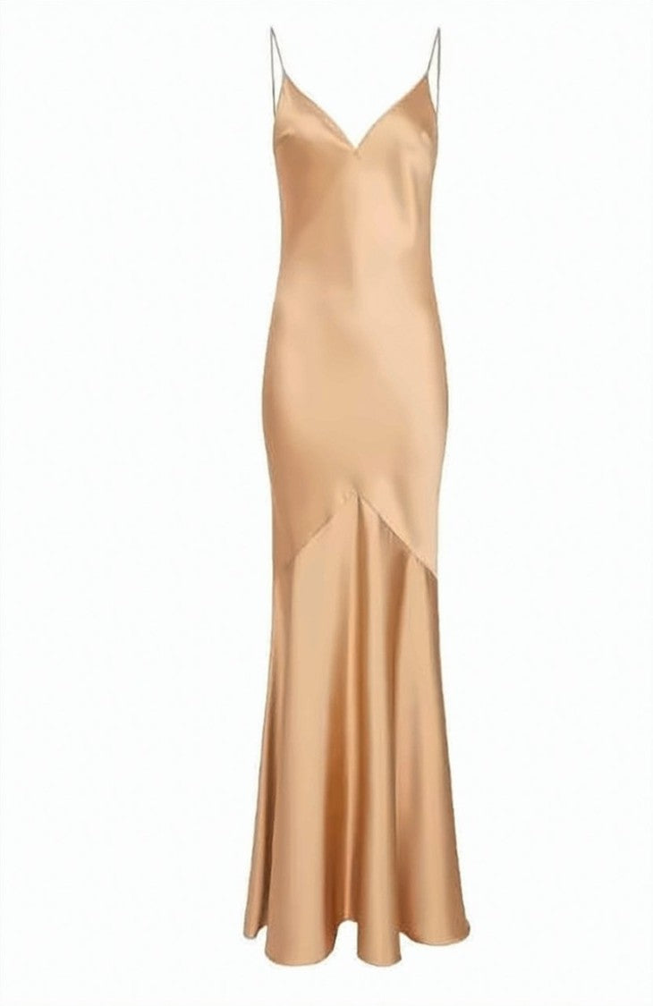 Elisabetta Franchi Red Carpet Satin Thin Straps Dress