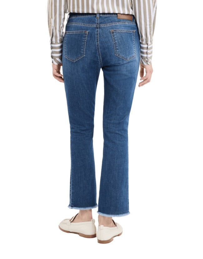 Fay Denim Blue Skinny Jeans With Frayed Hem