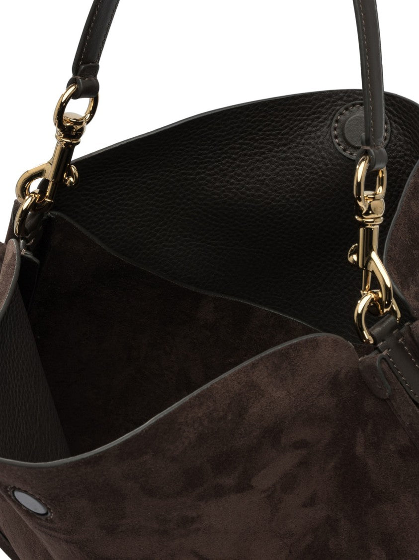 Etro Curved Soft Suede Shoulder Bag