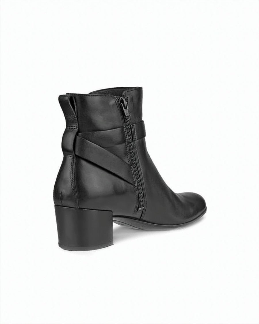 Ecco Smooth Leather Ankle Boots With Decorative Strap