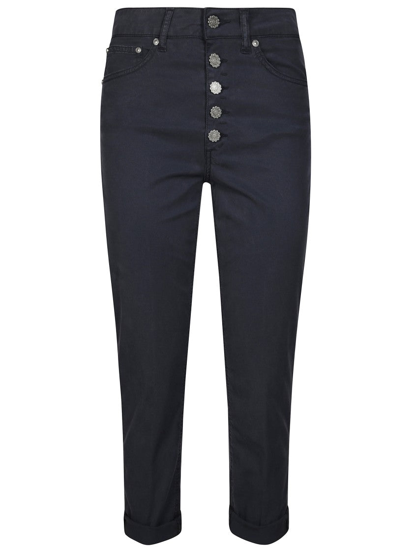 Dondup Fitted High-Waist Cropped Trousers With Decorative Buttons