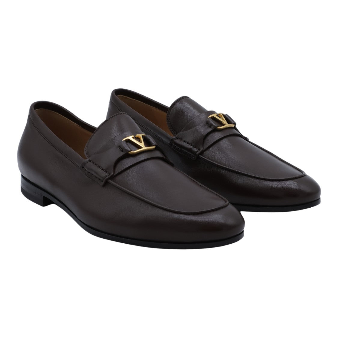 Valentino Garavani Classic Loafer-Style Flat Shoes With Gold-Tone Logo Detail