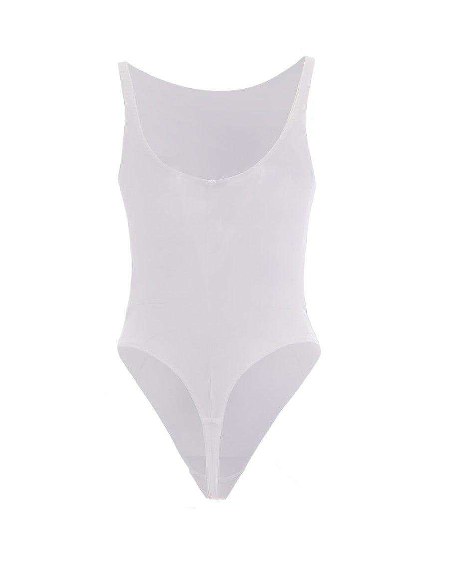 Elisabetta Franchi Ivory Stretch Crepe Bodysuit