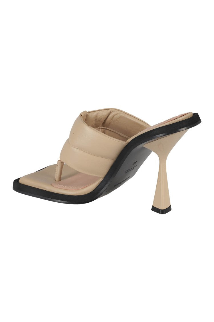 Andreâdamo Square Toe Padded Thong Leather Mules
