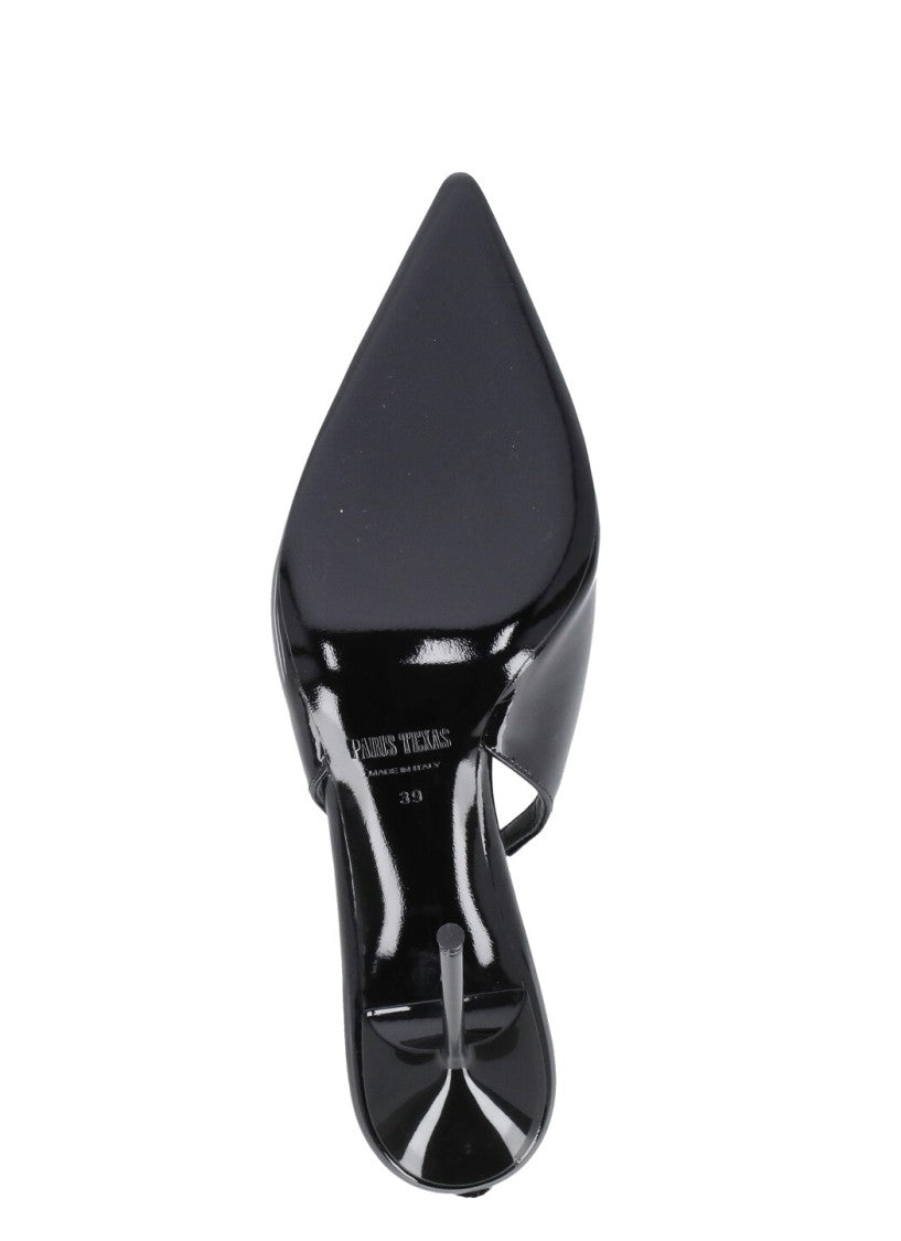 Paris Texas Black Arrow Toe Patent Slingback