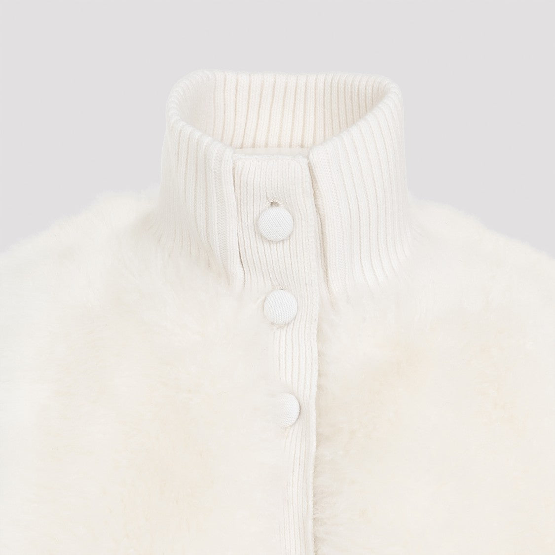 Yves Salomon Lambskin And Fur Vest With Ribbed Collar And Button Closure