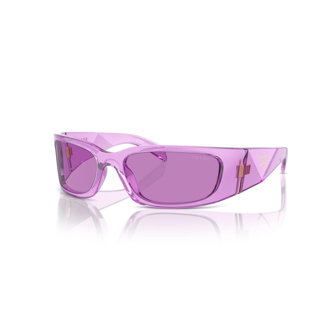 Prada 0Pr A14s Translucent Purple Rectangular Sunglasses