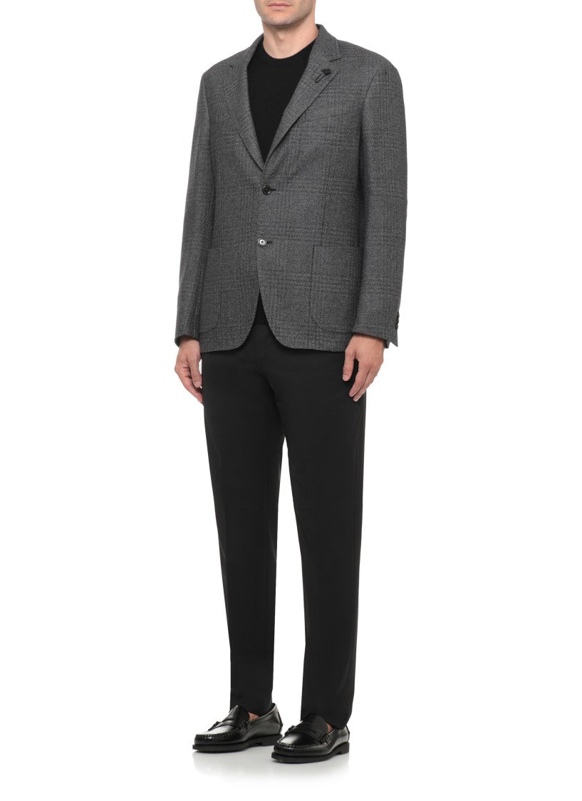 Lardini Dark Grey Tailored Wool Jacket With Classic Lapel