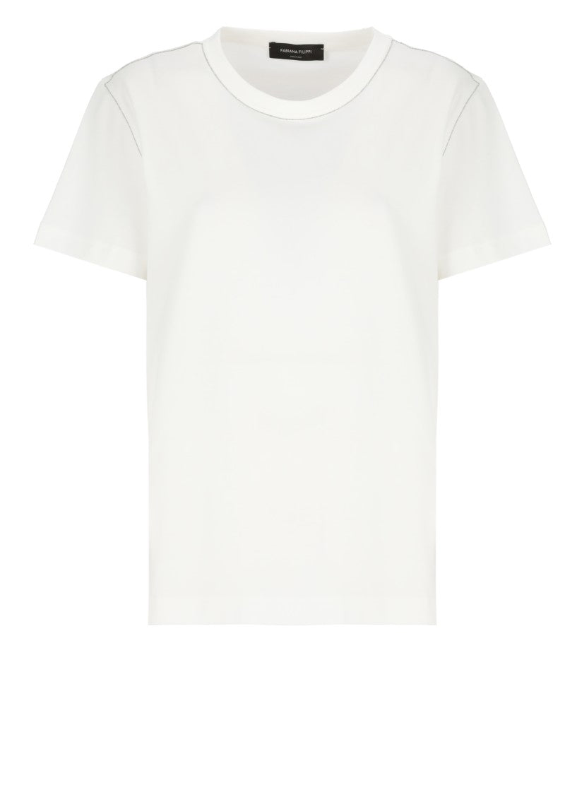Fabiana Filippi Versatile Cotton T-Shirt With Bright Point Details