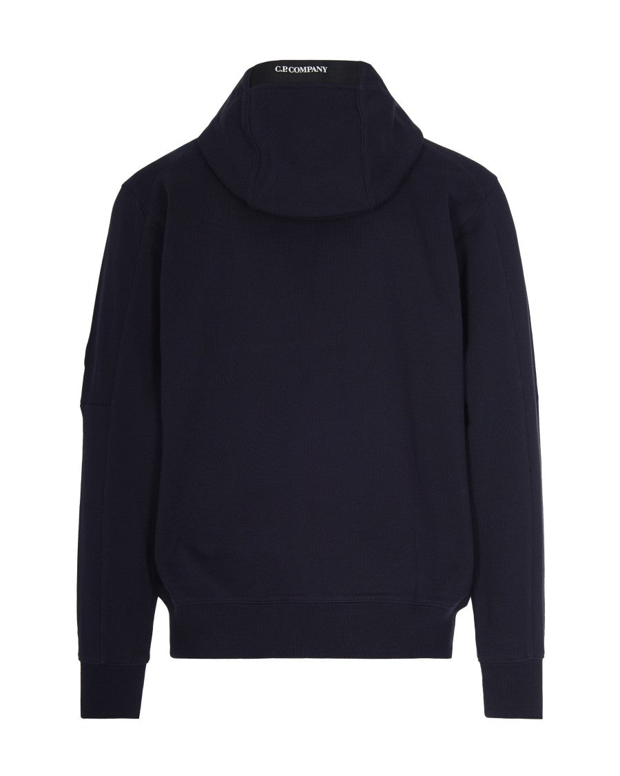 C.P. Company Blue Medium-Weight Diagonal Raised Fleece Hoodie