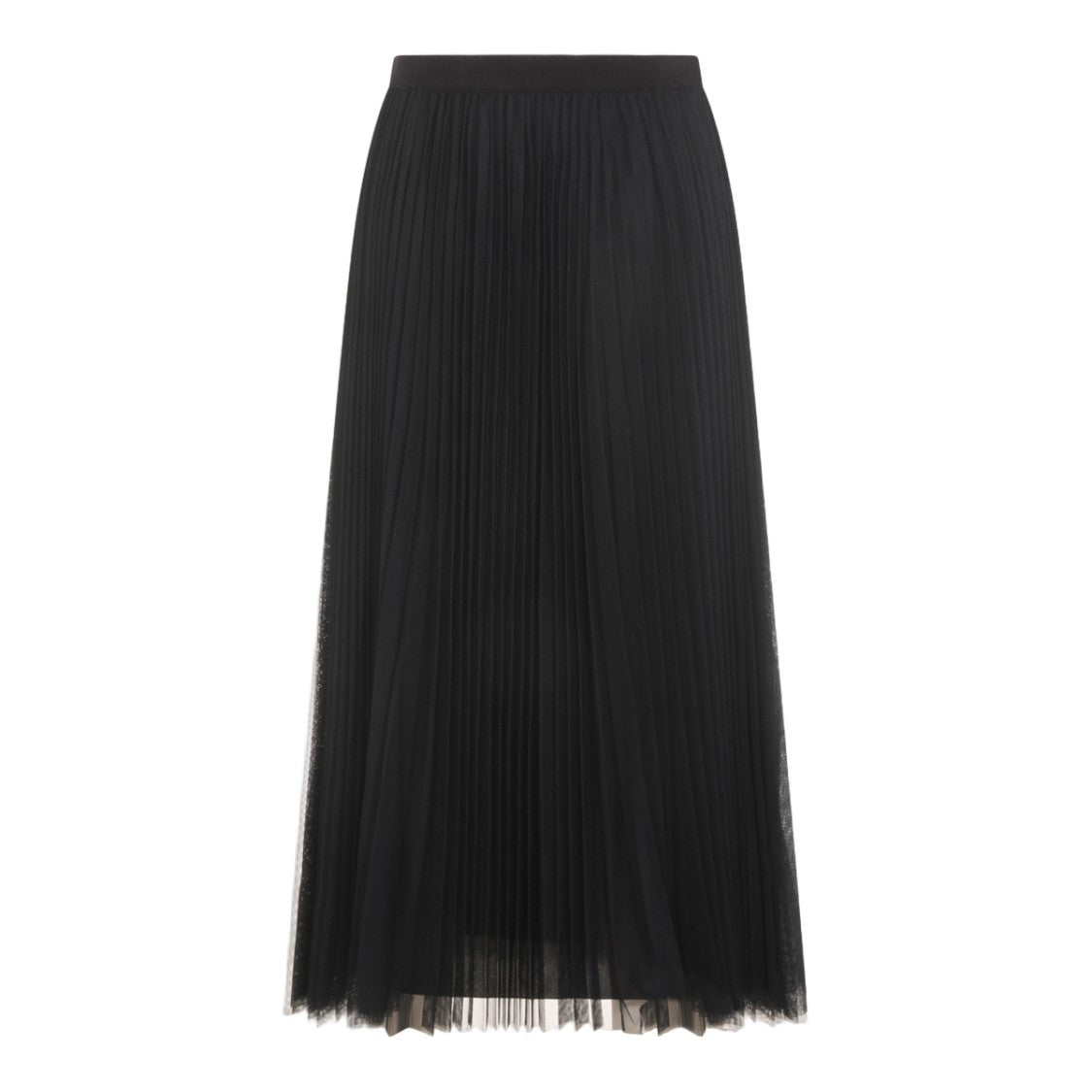 Fabiana Filippi Pleated Midi Skirt With Sheer Overlay